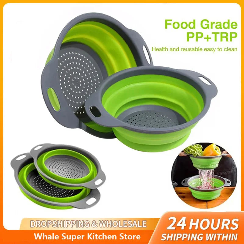 Collapsible Colander Foldable Kitchen Strainer & Drain Basket