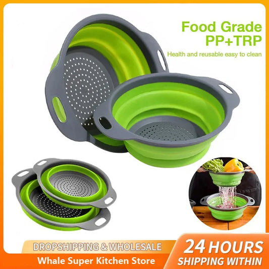 Collapsible Colander Foldable Kitchen Strainer & Drain Basket