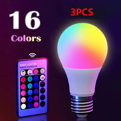 RGB LED Light Bulb E27 16 Color Dimmable with Remote Control