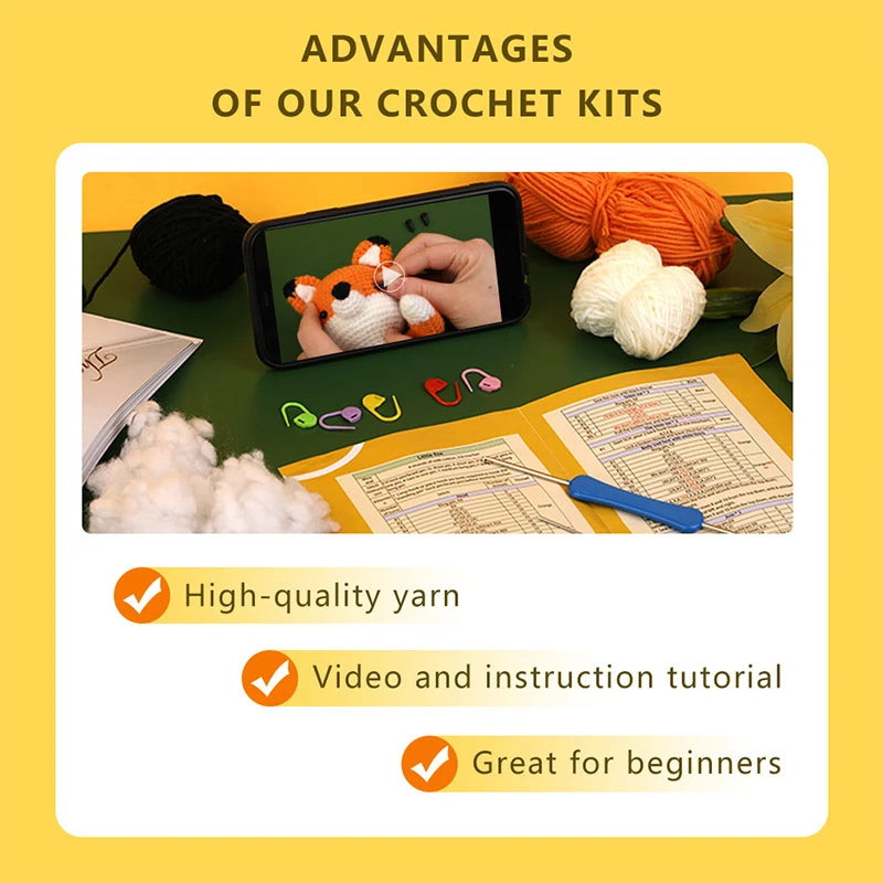Crochet Kit for Beginners Animal DIY Craft Set with Yarn and Hooks