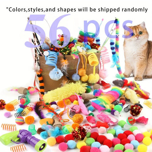 Cat Toy Set Variety Pack with Plush and Plastic Interactive Toys