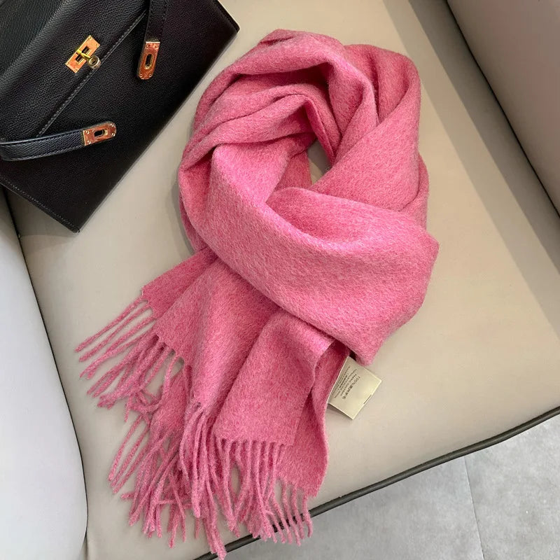 Wool Winter Scarf – 100% Wool Warm Solid Color Wrap