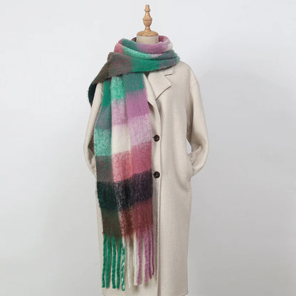 Pashmina Scarf for Women, Warm Plaid Winter Shawl Wrap