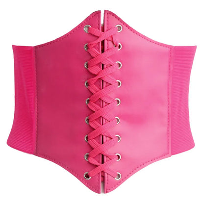 Wide Waist Belt for Women, Black PU Corset Belt for Dresses