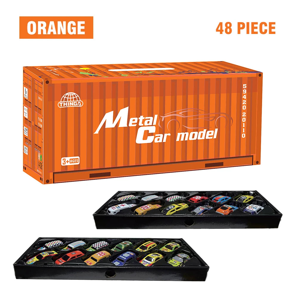 Mini Pull Back Cars – 10-48 Piece Set with Storage Container