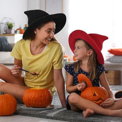 Halloween Witch Hat Long Point Knitted Cap with Wide Brim for Adults