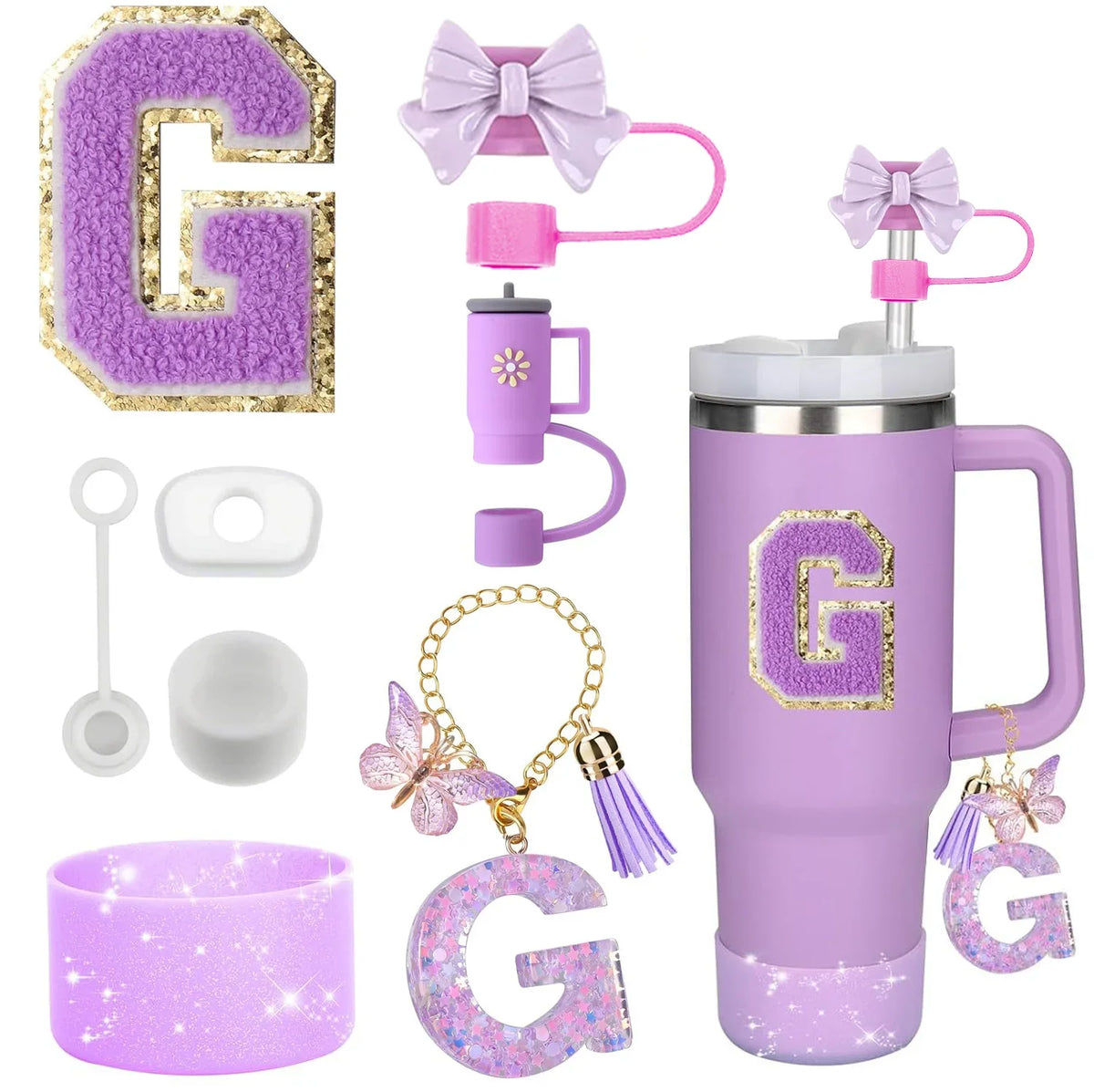Tumbler Accessories Set – 8PCS Silicone Straw & Cup Covers