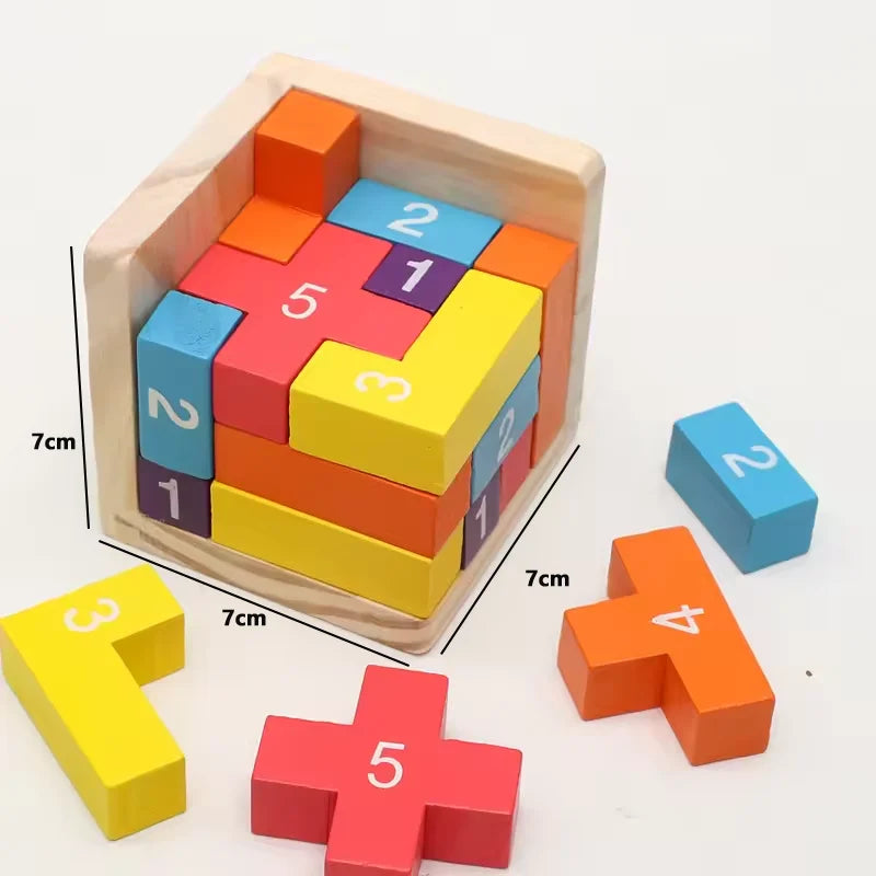 3D Wooden Puzzle Interlocking Brain Teaser Game for Kids