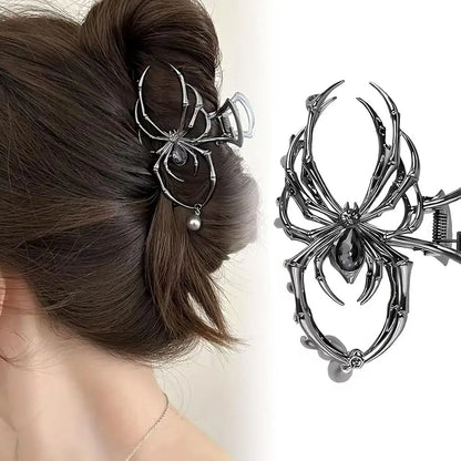 Y2K Hair Claw Clip, Rhinestone Pearl Skull Design for Women