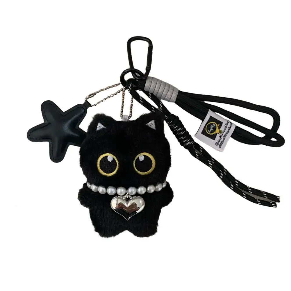 Black Cat Plush Keychain 10cm Cute Bag Charm Pendant