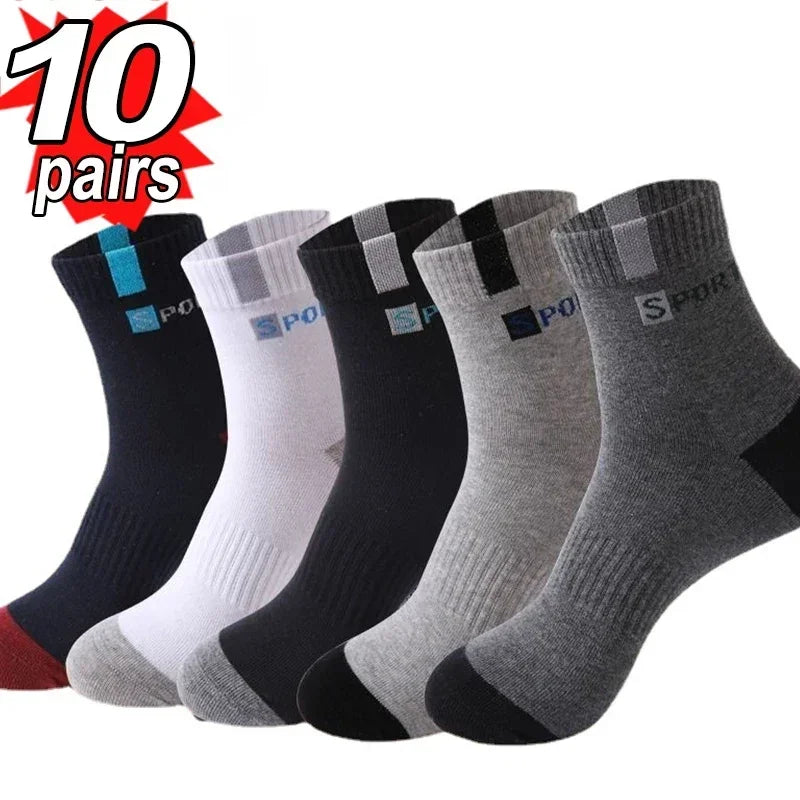 Men's Crew Socks Breathable Cotton Sports Socks 5/10 Pairs