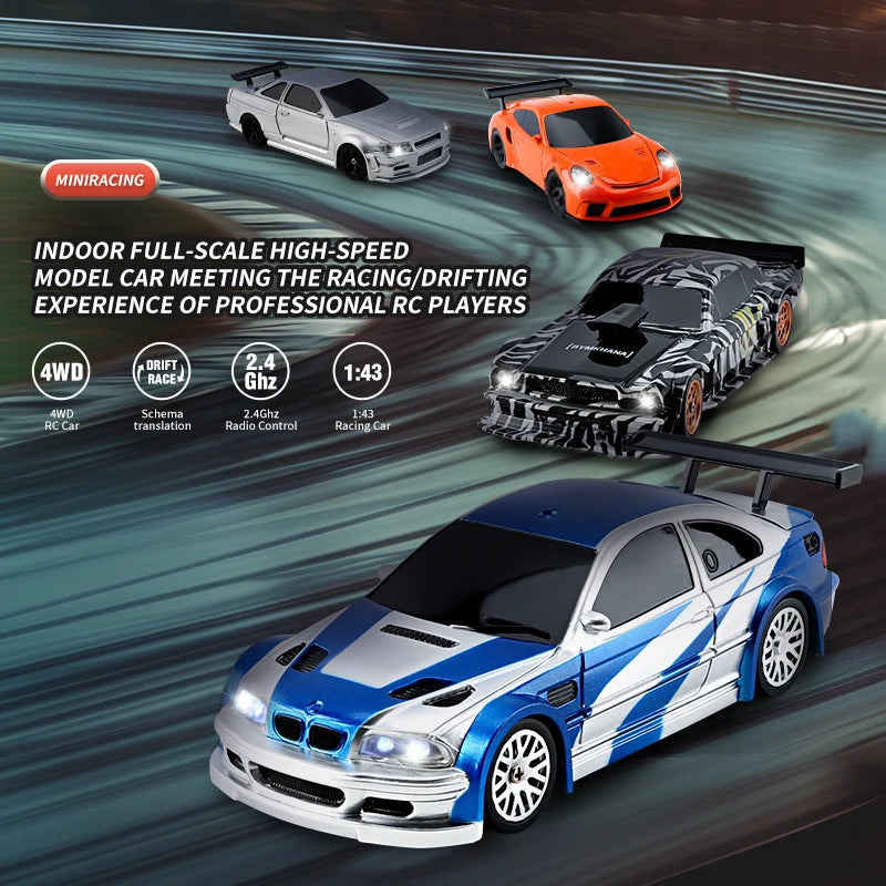 RC Drift Car 1:43 Scale 4WD Remote Control Racing Car RTR