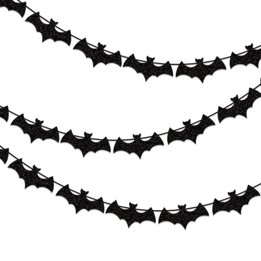 Halloween Bat Banner, Paper Hanging Garland for Party Decor