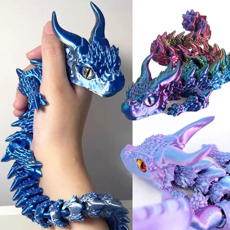 3D Printed Magic Dragon Movable Joint Fidget Toy Rotatable Articulated Office Desktop Ornament Adults Kid Toy Crafts Gift