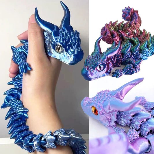 3D Printed Magic Dragon Movable Joint Fidget Toy Rotatable Articulated Office Desktop Ornament Adults Kid Toy Crafts Gift