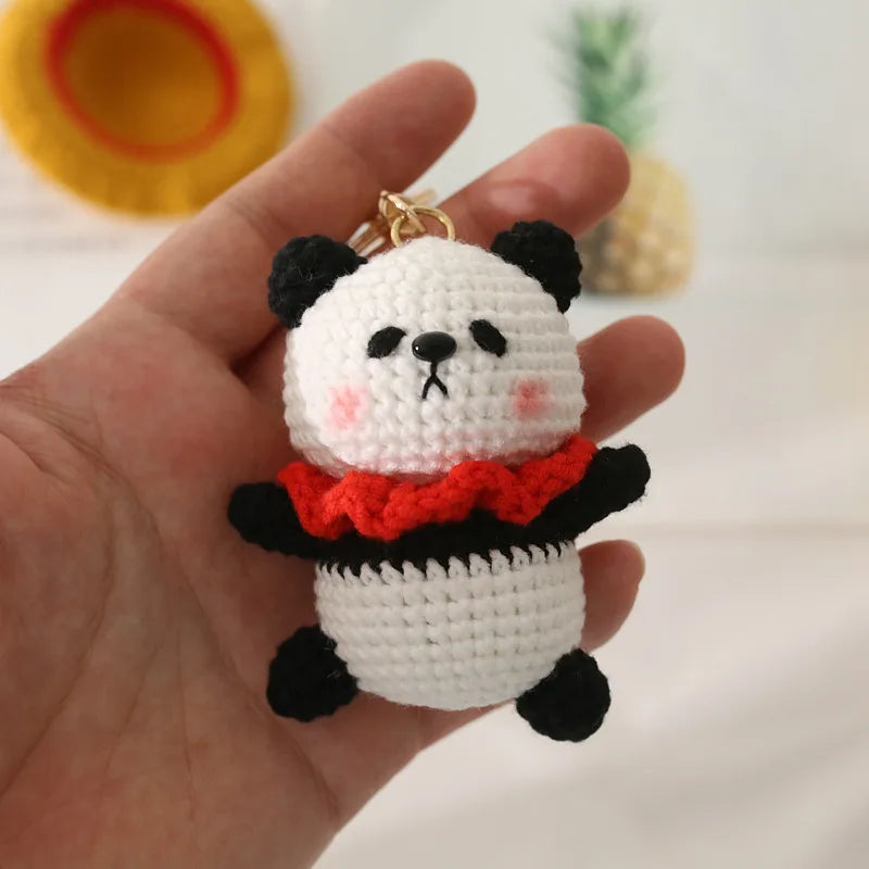 Crochet Rabbit Keychain Cute Knitted Animal Pendant for Bags and Keys