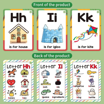 Alphabet Flash Cards for Kids with Pictures, A-Z English Learning Cards