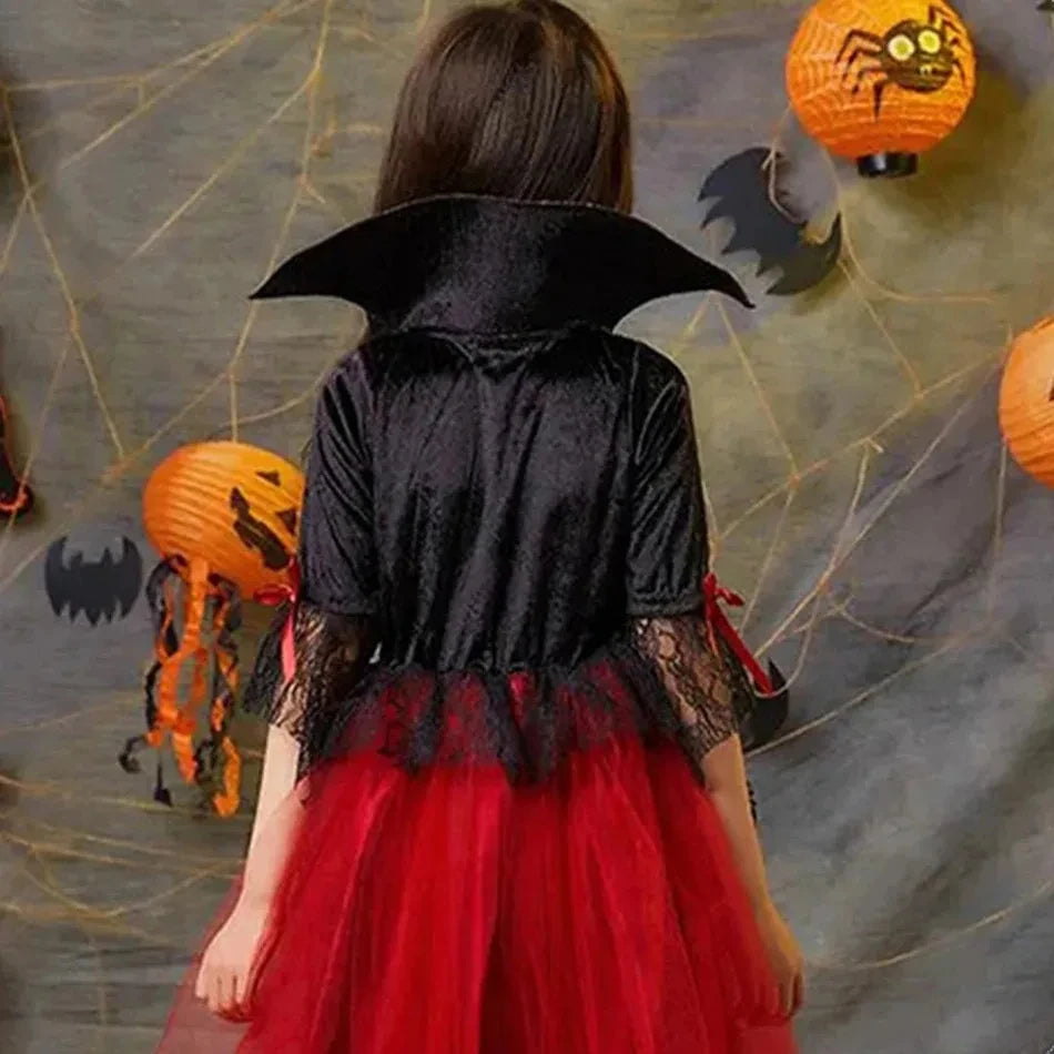 Girls Halloween Costume, Gothic Witch Tutu Dress with Lace