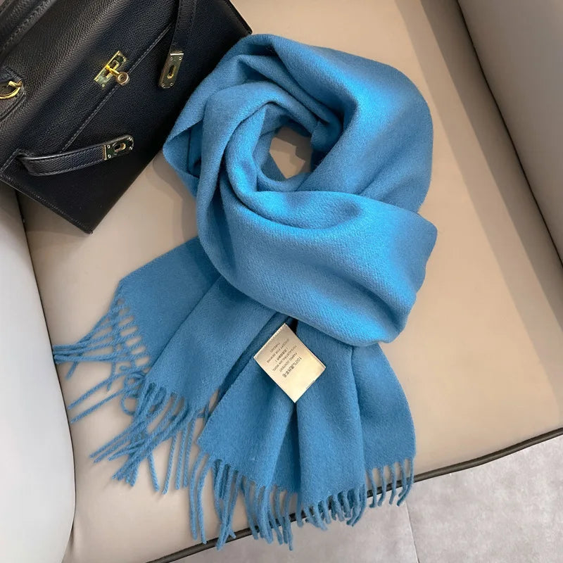 Wool Winter Scarf – 100% Wool Warm Solid Color Wrap
