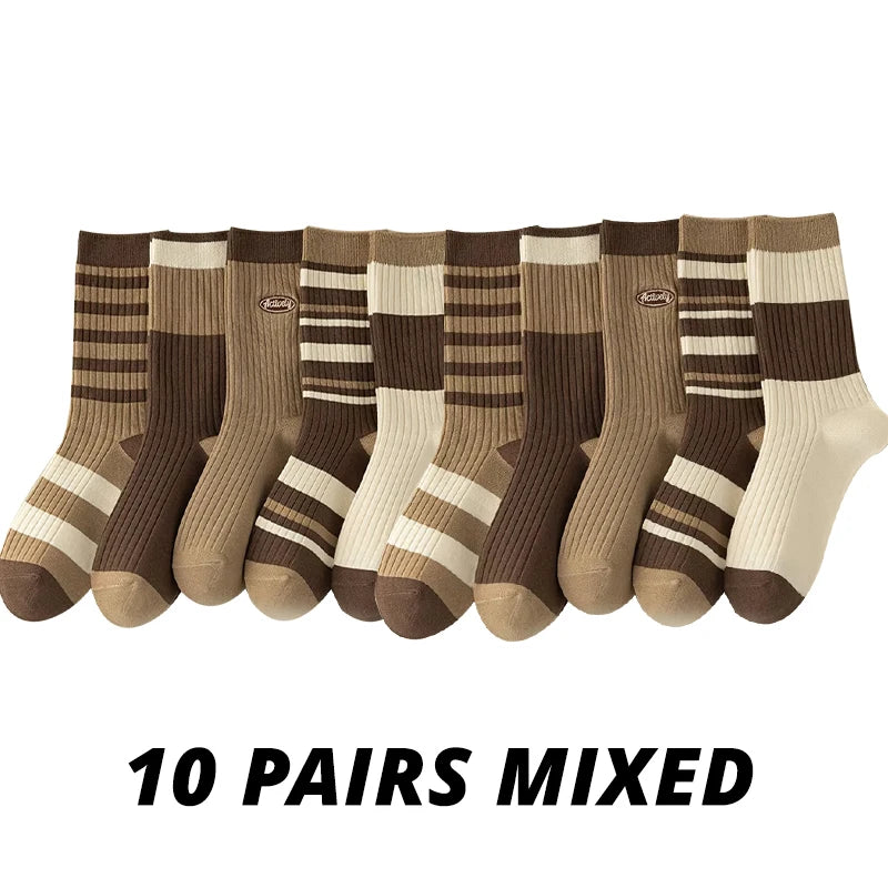 Women’s Ruffle Socks Breathable Mid Tube 5-Pair Set