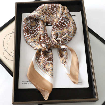 Women’s Square Scarf 70x70cm – Silk Feel Printed Hair Wrap