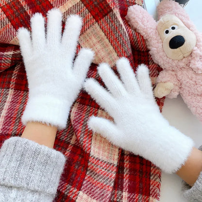 Women's Winter Gloves, Plush Warm Mittens for Outdoor Use