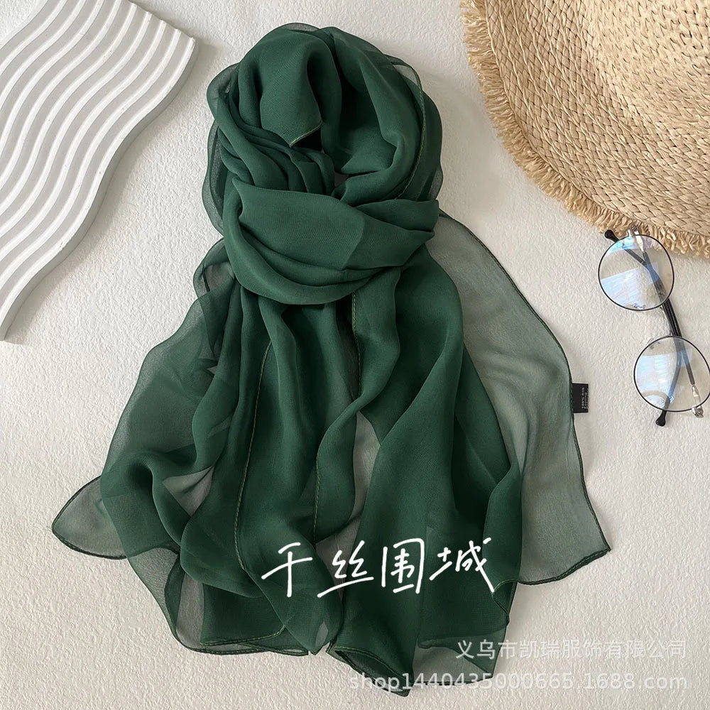 Chiffon Scarf for Women, Long Solid Color Summer Shawl