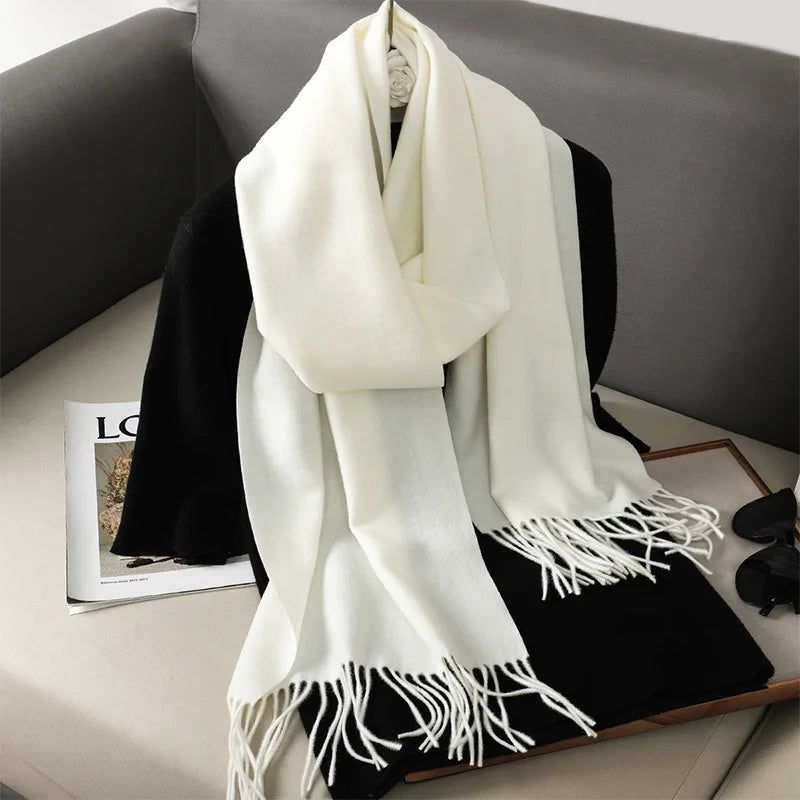 Women's Winter Scarf Warm Long Pashmina Shawl with Tassels