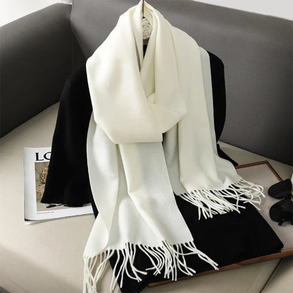 Women's Winter Scarf Warm Long Pashmina Shawl with Tassels