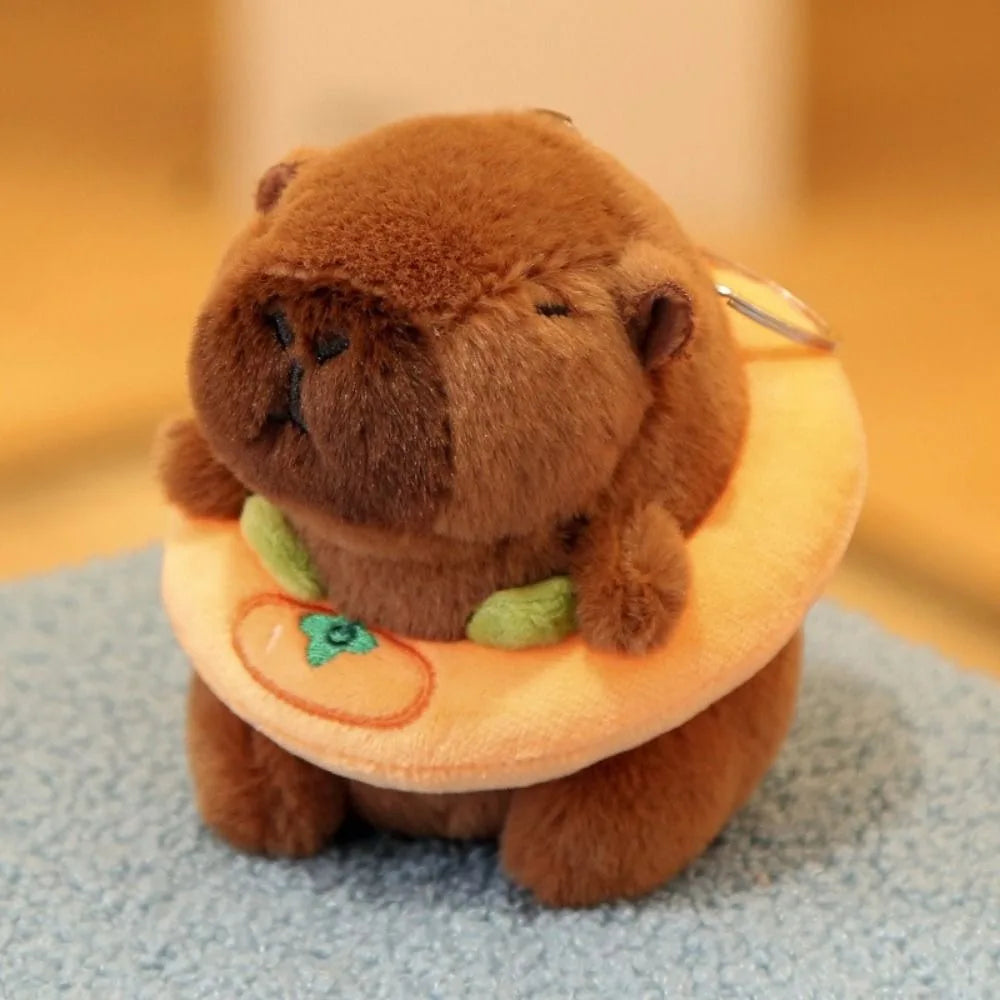 Capybara Plush Toy with Hoodie Wings – Mini Stuffed Animal Keychain