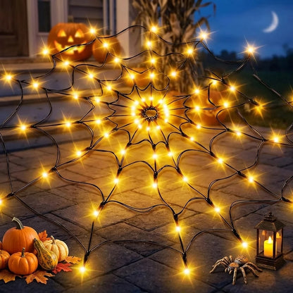 Halloween Spider Web Lights, Colorful LED String Decoration