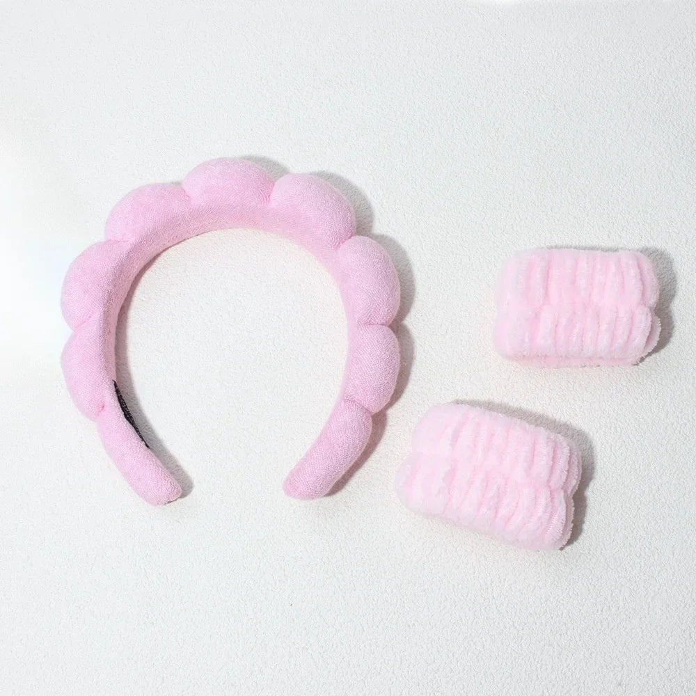 Face Wash Headband Set with Wristbands for Skincare & Makeup
