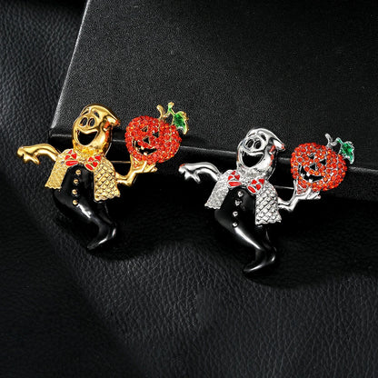 Ghost Brooch Halloween Rhinestone Lapel Pin for Men and Women