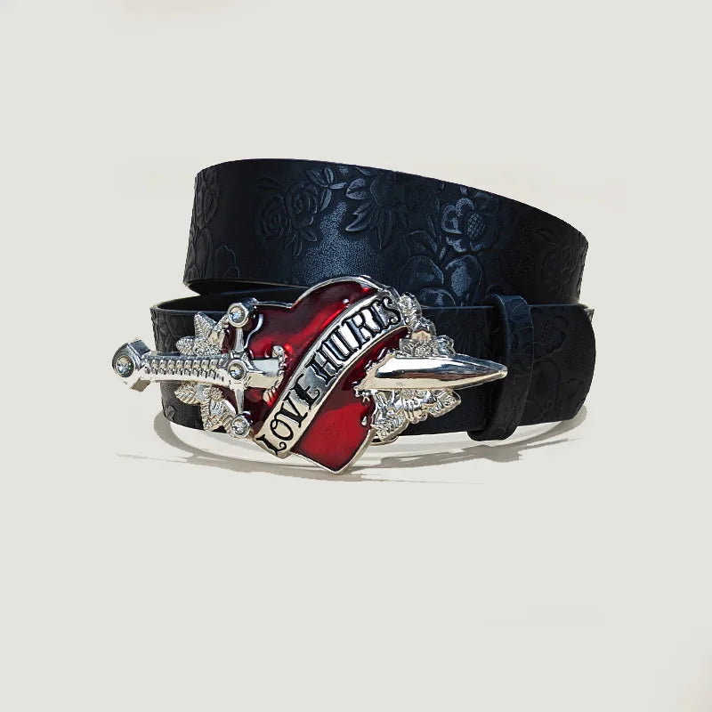 Punk Skull Belt, Unisex Gothic Y2K Skeleton Hand Design
