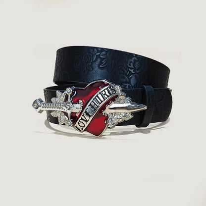 Punk Skull Belt, Unisex Gothic Y2K Skeleton Hand Design
