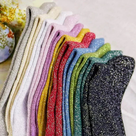 Women's Shiny Socks, Silk-Look Colorful Dress Socks 3 Pairs