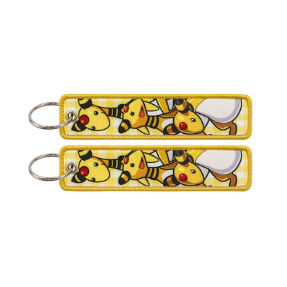Embroidered Keychain Double-Sided Key Fob for Car & Motorcycle