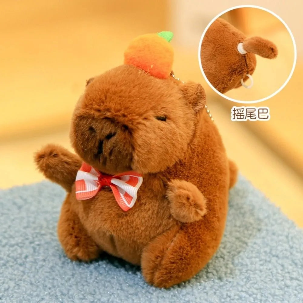 Capybara Plush Toy with Hoodie Wings – Mini Stuffed Animal Keychain