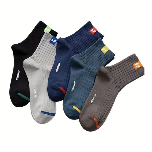 Men’s Cotton Socks, Breathable Sports Casual Socks 5 Pairs