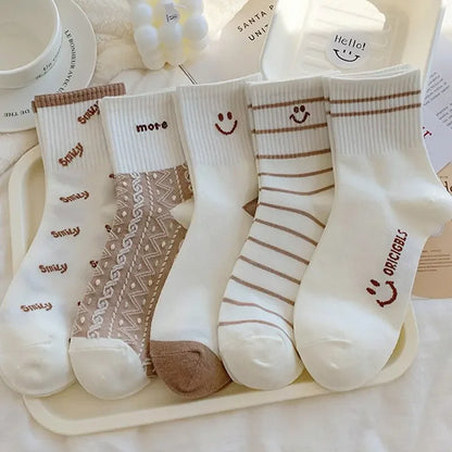 Women's Crew Socks – Cute Patterned Casual Socks 5-Pair Set