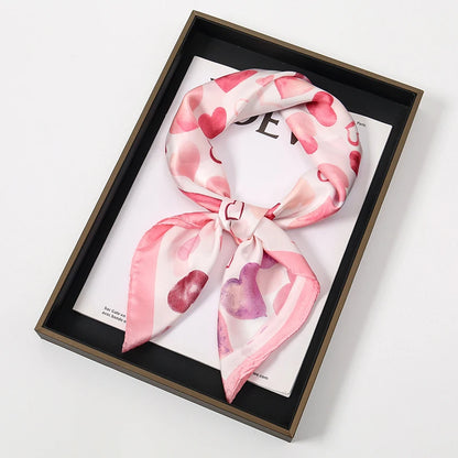 Silk Square Scarf 70x70cm Floral Satin Wrap for Women