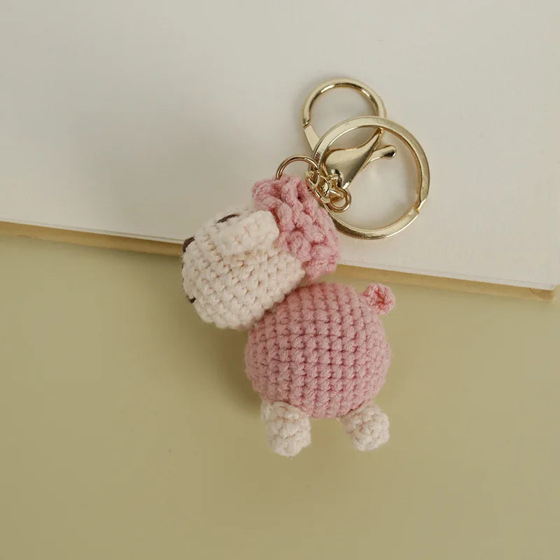 Sheep Keychain Cute Crochet Animal Keyring for Bags and Keys