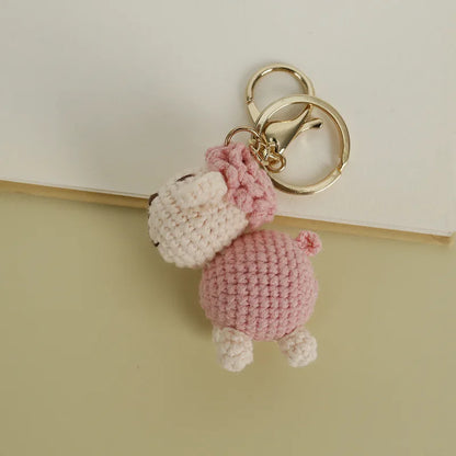 Sheep Keychain Cute Crochet Animal Keyring for Bags and Keys
