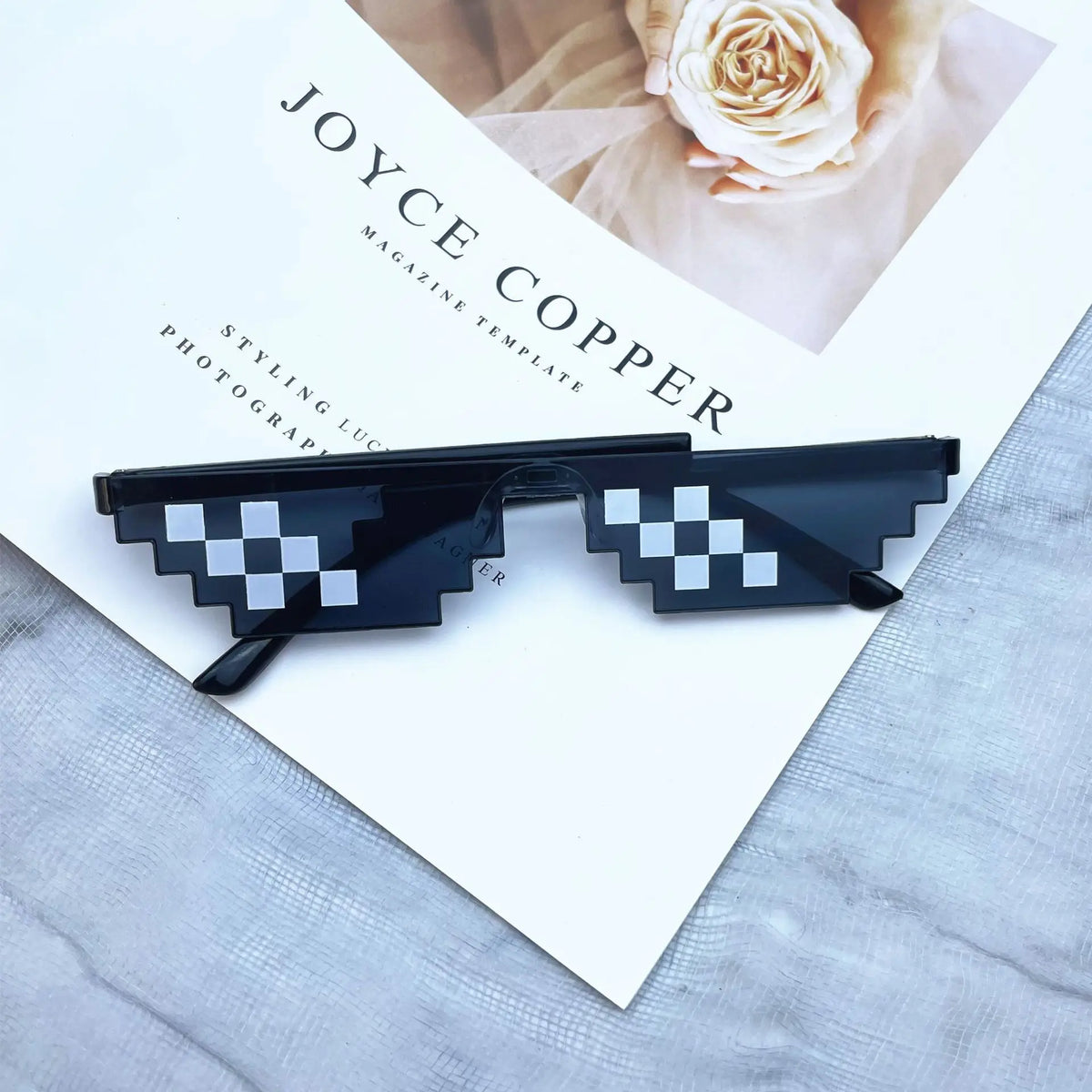 Pixelated Sunglasses Funny Novelty Party Glasses for Men and Women
