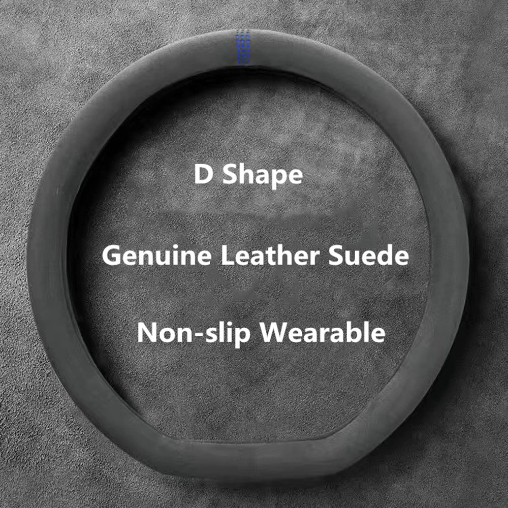 Suede Steering Wheel Cover Universal 37-38cm Non Slip Wrap