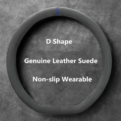 Suede Steering Wheel Cover Universal 37-38cm Non Slip Wrap