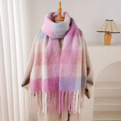 Pashmina Scarf for Women, Warm Plaid Winter Shawl Wrap