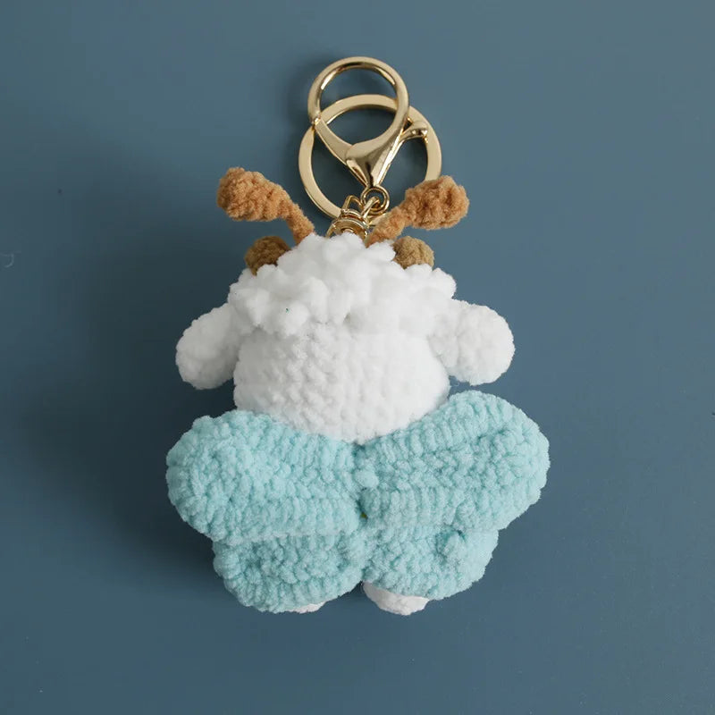Sheep Keychain Cute Crochet Animal Keyring for Bags and Keys
