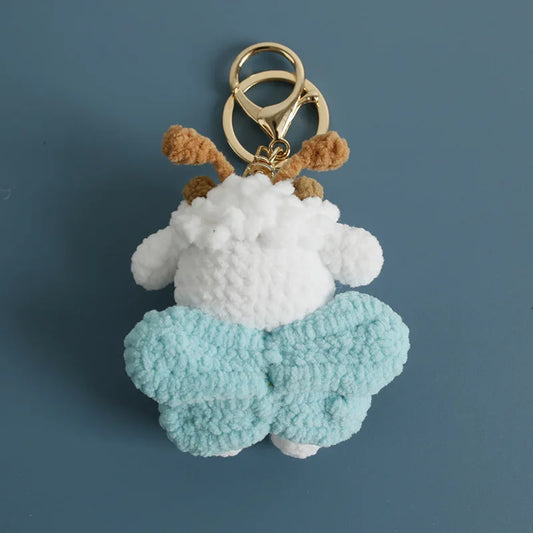 Sheep Keychain Cute Crochet Animal Keyring for Bags and Keys