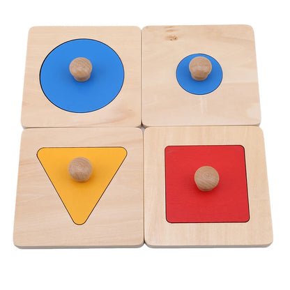 Wooden Shape Sorting Puzzle – Geometric Montessori Learning Toy